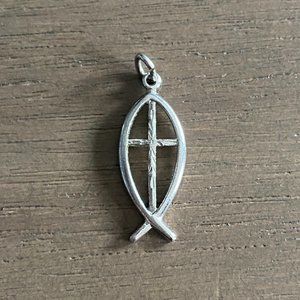 3/$20 Sterling Silver Christian Fish Cross Charm